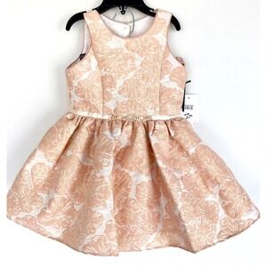Pippa & Julie Baby Girls Peach Gold Floral Jacquard Party Dress 12M